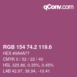 カラーコード: RGB 154 74.2 119.6 | qconv.com