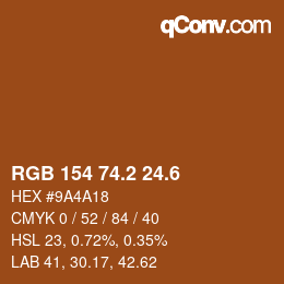 カラーコード: RGB 154 74.2 24.6 | qconv.com
