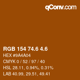 カラーコード: RGB 154 74.6 4.6 | qconv.com
