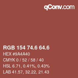 カラーコード: RGB 154 74.6 64.6 | qconv.com