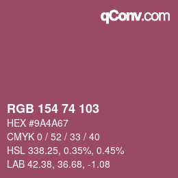 カラーコード: RGB 154 74 103 | qconv.com