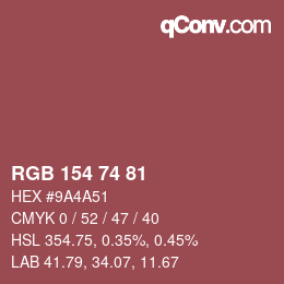 Color code: RGB 154 74 81 | qconv.com