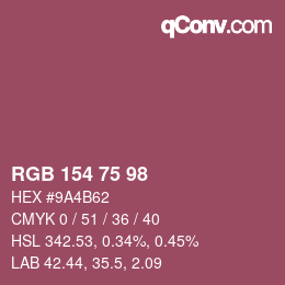 Color code: RGB 154 75 98 | qconv.com