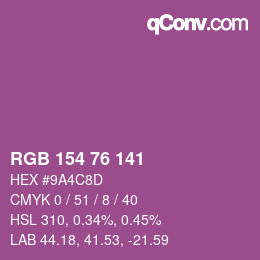 Código de color: RGB 154 76 141 | qconv.com