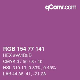 颜色代码: RGB 154 77 141 | qconv.com
