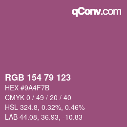 カラーコード: RGB 154 79 123 | qconv.com
