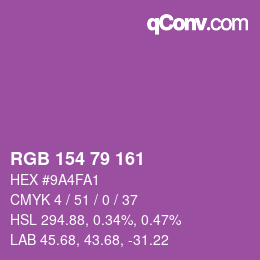 颜色代码: RGB 154 79 161 | qconv.com