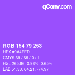 Color code: RGB 154 79 253 | qconv.com