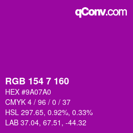 Color code: RGB 154 7 160 | qconv.com