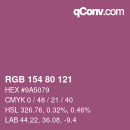 カラーコード: RGB 154 80 121 | qconv.com