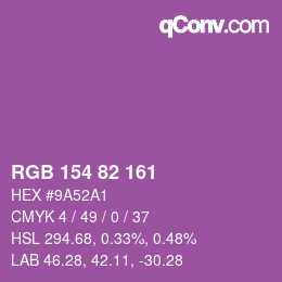 Color code: RGB 154 82 161 | qconv.com
