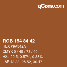 Color code: RGB 154 84 42 | qconv.com