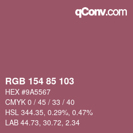 Color code: RGB 154 85 103 | qconv.com
