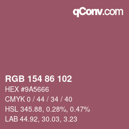 Color code: RGB 154 86 102 | qconv.com