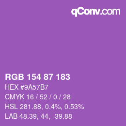 颜色代码: RGB 154 87 183 | qconv.com