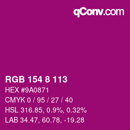 カラーコード: RGB 154 8 113 | qconv.com