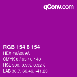カラーコード: RGB 154 8 154 | qconv.com
