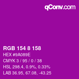 Color code: RGB 154 8 158 | qconv.com