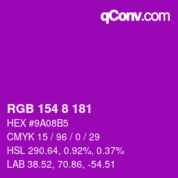 Color code: RGB 154 8 181 | qconv.com