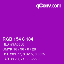 カラーコード: RGB 154 8 184 | qconv.com