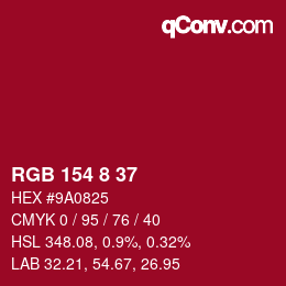 カラーコード: RGB 154 8 37 | qconv.com