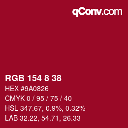 Color code: RGB 154 8 38 | qconv.com