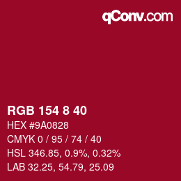 Color code: RGB 154 8 40 | qconv.com