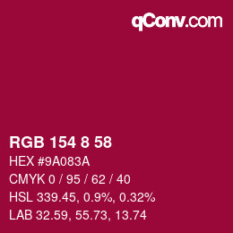Color code: RGB 154 8 58 | qconv.com