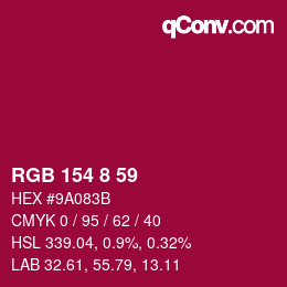 Farbcode: RGB 154 8 59 | qconv.com