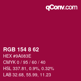 Code couleur: RGB 154 8 62 | qconv.com