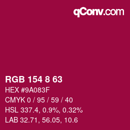カラーコード: RGB 154 8 63 | qconv.com