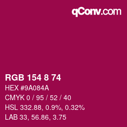 Color code: RGB 154 8 74 | qconv.com