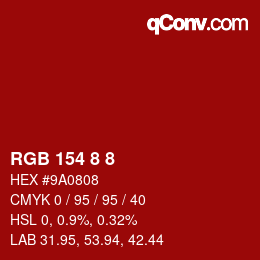 Código de color: RGB 154 8 8 | qconv.com