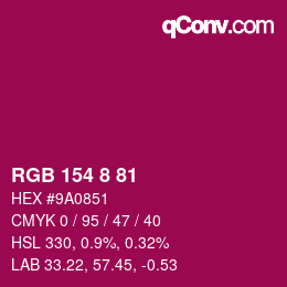 Color code: RGB 154 8 81 | qconv.com