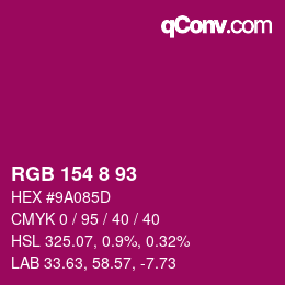 Color code: RGB 154 8 93 | qconv.com