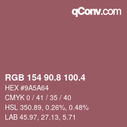 カラーコード: RGB 154 90.8 100.4 | qconv.com