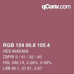 カラーコード: RGB 154 90.8 105.4 | qconv.com
