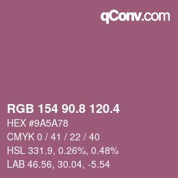 カラーコード: RGB 154 90.8 120.4 | qconv.com