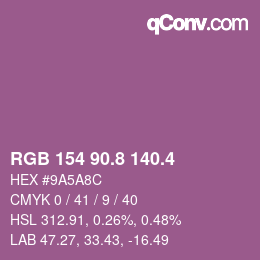 カラーコード: RGB 154 90.8 140.4 | qconv.com