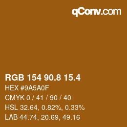 カラーコード: RGB 154 90.8 15.4 | qconv.com