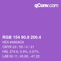 颜色代码: RGB 154 90.8 200.4 | qconv.com