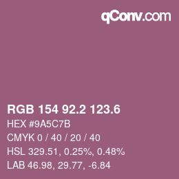 カラーコード: RGB 154 92.2 123.6 | qconv.com