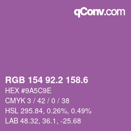 カラーコード: RGB 154 92.2 158.6 | qconv.com