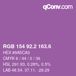 カラーコード: RGB 154 92.2 163.6 | qconv.com