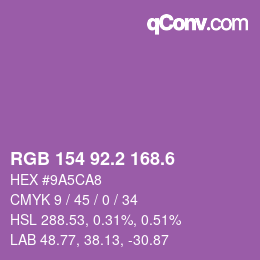 カラーコード: RGB 154 92.2 168.6 | qconv.com
