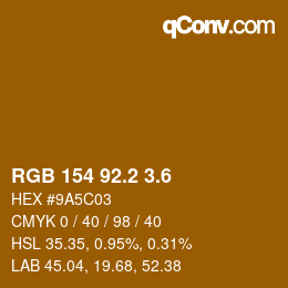 カラーコード: RGB 154 92.2 3.6 | qconv.com