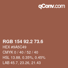 カラーコード: RGB 154 92.2 73.6 | qconv.com