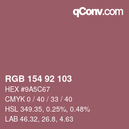 カラーコード: RGB 154 92 103 | qconv.com