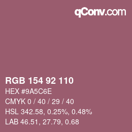 颜色代码: RGB 154 92 110 | qconv.com