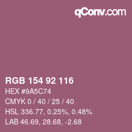 Código de color: RGB 154 92 116 | qconv.com
